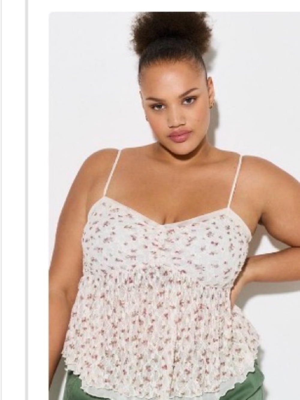 Torrid Floral Smocked Peplum Cami Top - White/Pink